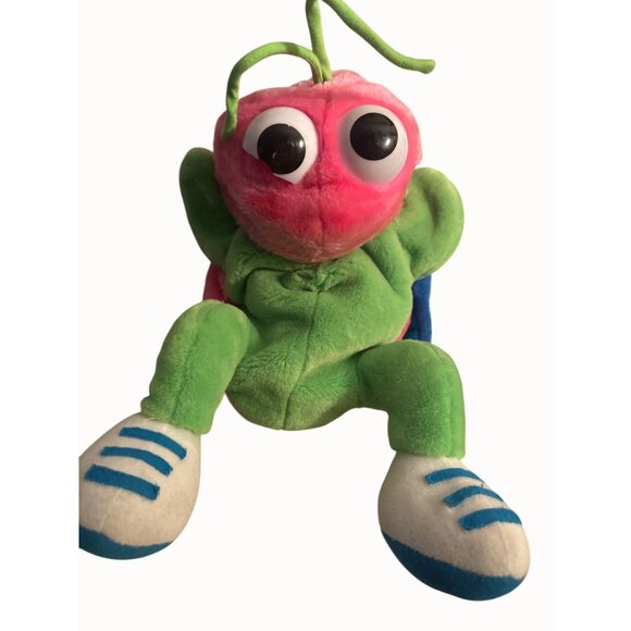 Kids puppet  Plush Green & Pink Bug With Blue Shoes & Wings Arts toy - Picture 4 of 5